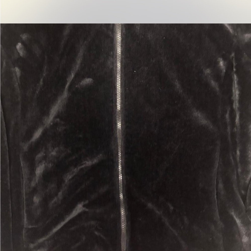 Black Velvet faux fur  Zip-Up Jacket - Picture 3 of 8